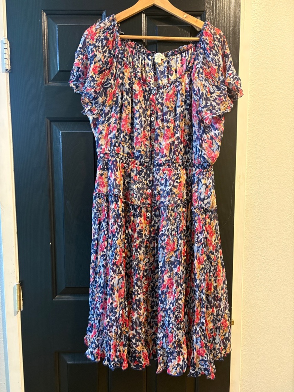 Sundance Multicolor Floral Tiered Dress in Blue and Pink